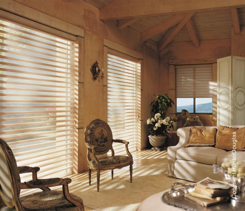 Cortinas Pirouette® Luxaflex® Hunter Douglas® várias opções de tecido, cores e texturas