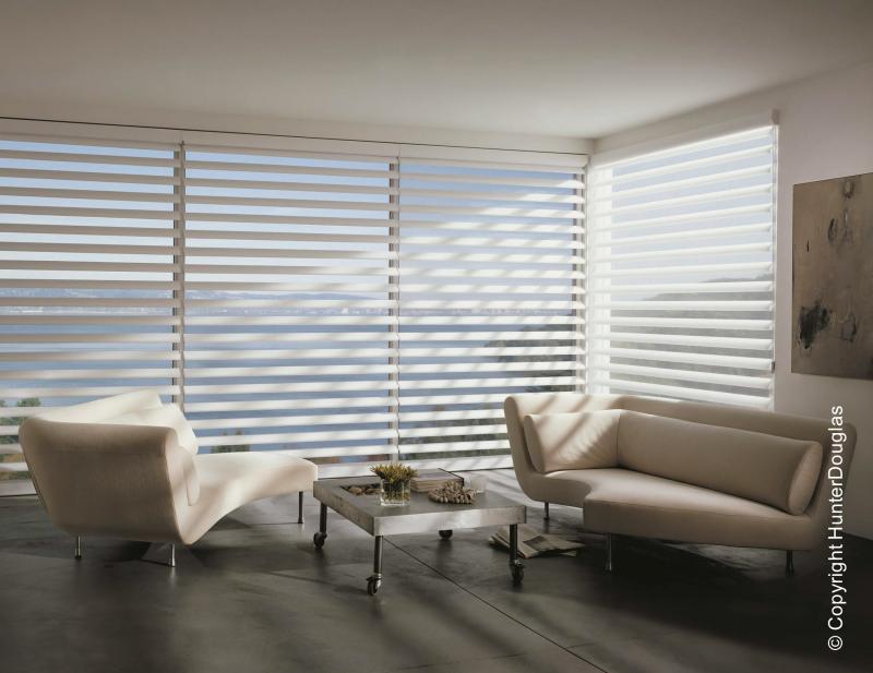 Cortinas Pirouette® Luxaflex® Hunter Douglas® várias opções de tecido, cores e texturas