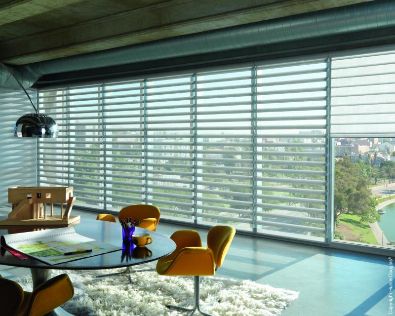 Cortinas Pirouette® Luxaflex® Hunter Douglas® várias opções de tecido, cores e texturas