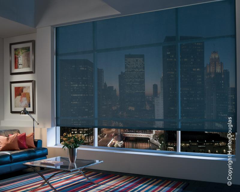 Cortinas Rolô Luxaflex® Hunter Douglas® várias opções de tecido, cores e texturas